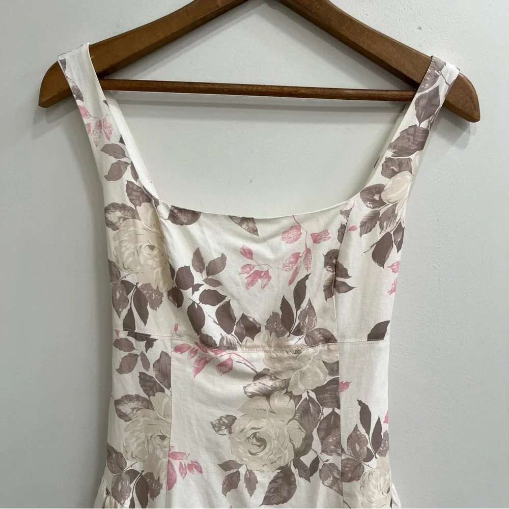 Fore Blossoming In Nature Floral Mini Dress (Ivory Multi) Square Neckline Pastel - Picture 6 of 13